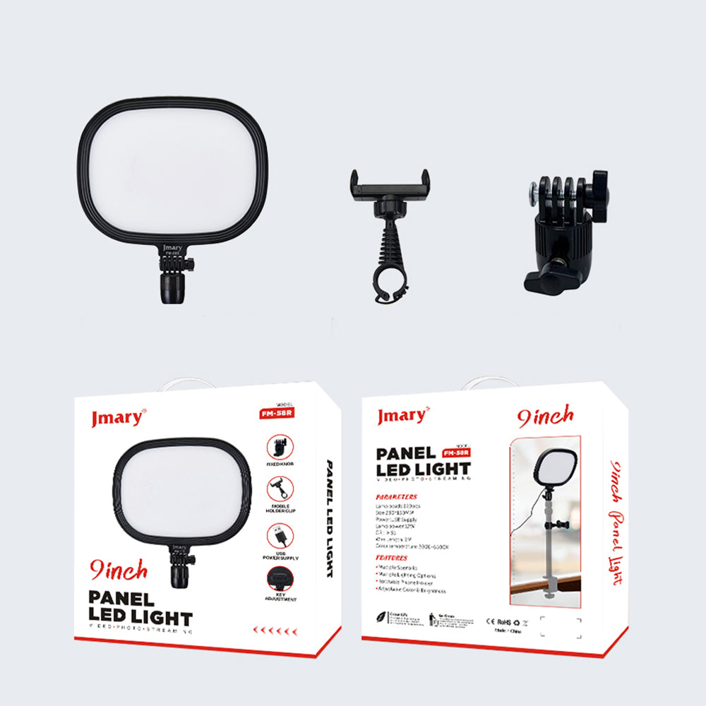 Jmary FM-58R Değiştirilebilir Ayaklı 9 inç LED Panel Aydınlatma Işığı
