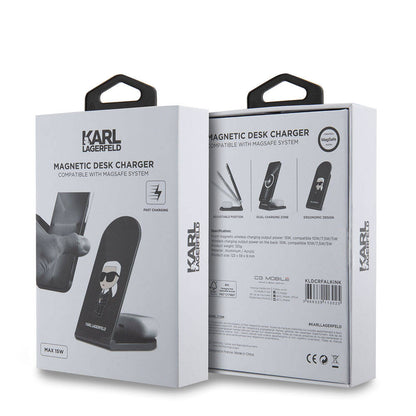 Karl Lagerfeld Orijinal Lisanslı Katlanabilir Baskılı İkonik Karl Logolu Magnetik Kablosuz Şarj Standı