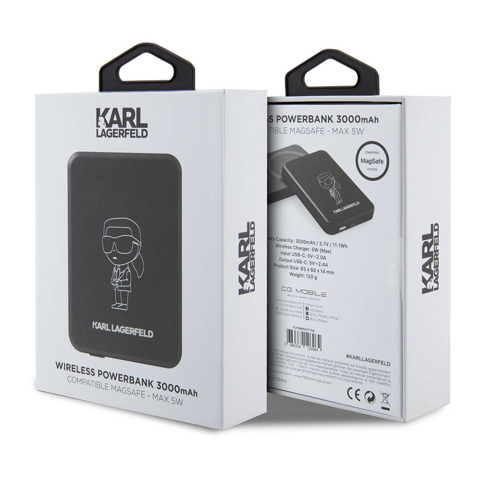 Karl Lagerfeld Led Işıklı Göstergeli M-safe Magnetik orijinal Lisanslı Powerbank 3000 Mah