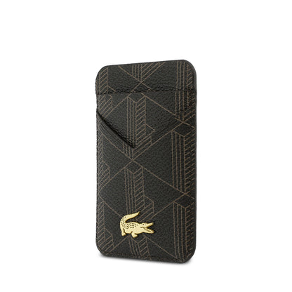 Lacoste Orijinal Lisanslı 2 Hazneli PVC Karışık Monogram Desenli Magnetik Kartlık