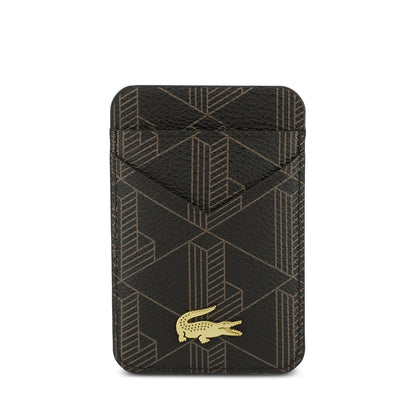 Lacoste Orijinal Lisanslı 2 Hazneli PVC Karışık Monogram Desenli Magnetik Kartlık