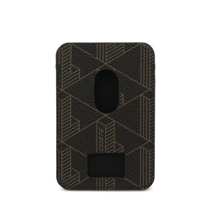 Lacoste Orijinal Lisanslı 2 Hazneli PVC Karışık Monogram Desenli Magnetik Kartlık