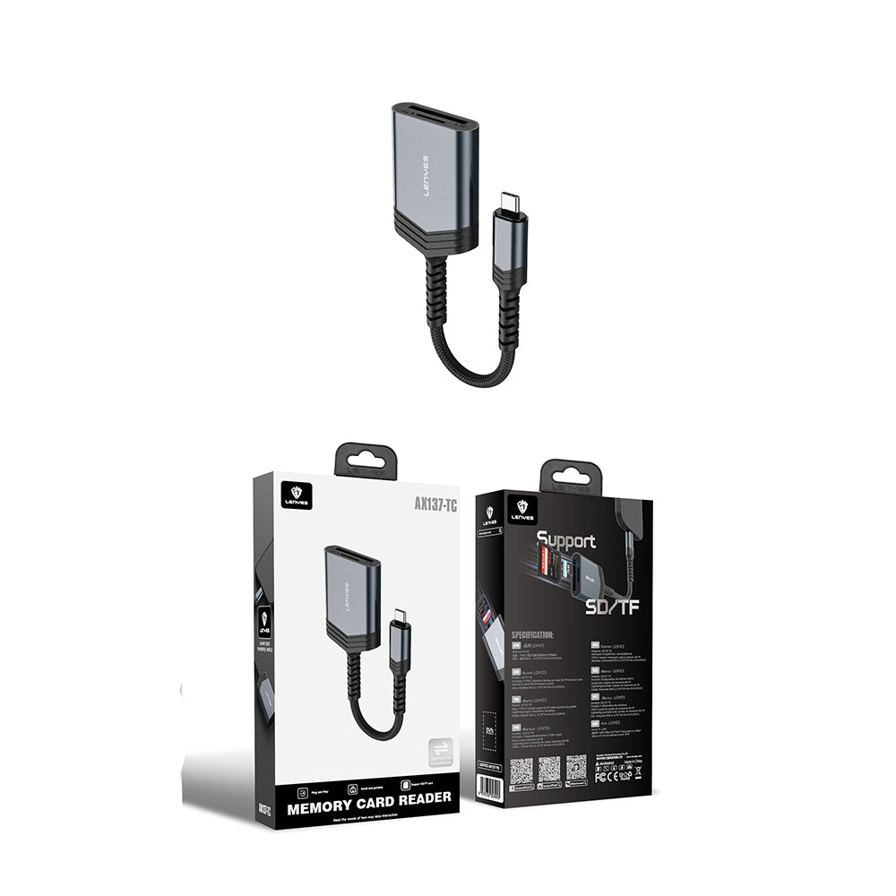 Lenyes AX137 2in1 Type-C to TF/SD Kart Çevirici Dönüştürücü