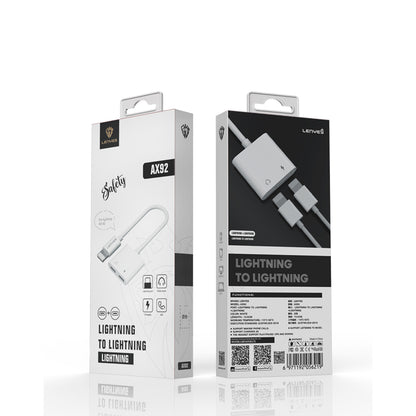 Lenyes AX92 Lightning to Lightning 2in1 Şarj ve Kulaklık Dönüştürücü Adaptör