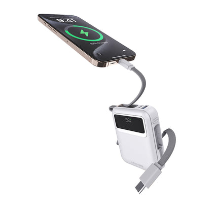Lenyes C03-A Dijital LED Göstergeli Type-C ve Lightning Kablolu Powerbank 45W 10.000mAh