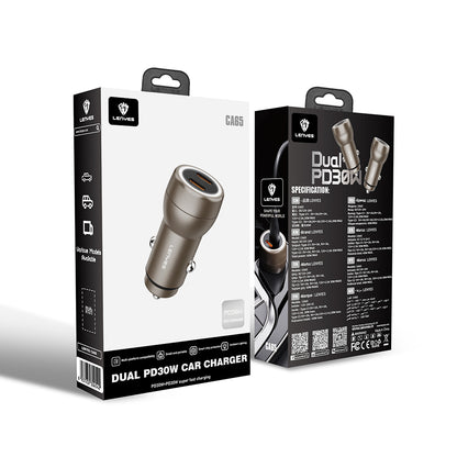 Lenyes CA65 Hızlı Şarj Özellikli Dual Type-C + Type-C Portlu PD Araç Şarj Aleti 60W