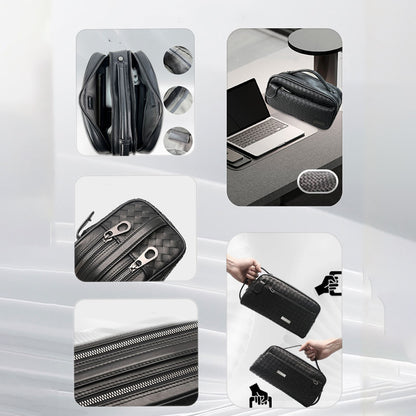 Lenyes LB527 Tomas Serisi Dokuma PU Mat Deri Bilek Tasarımlı Çizilmeye Karşı Dayanıklı Aksesuar Çantası