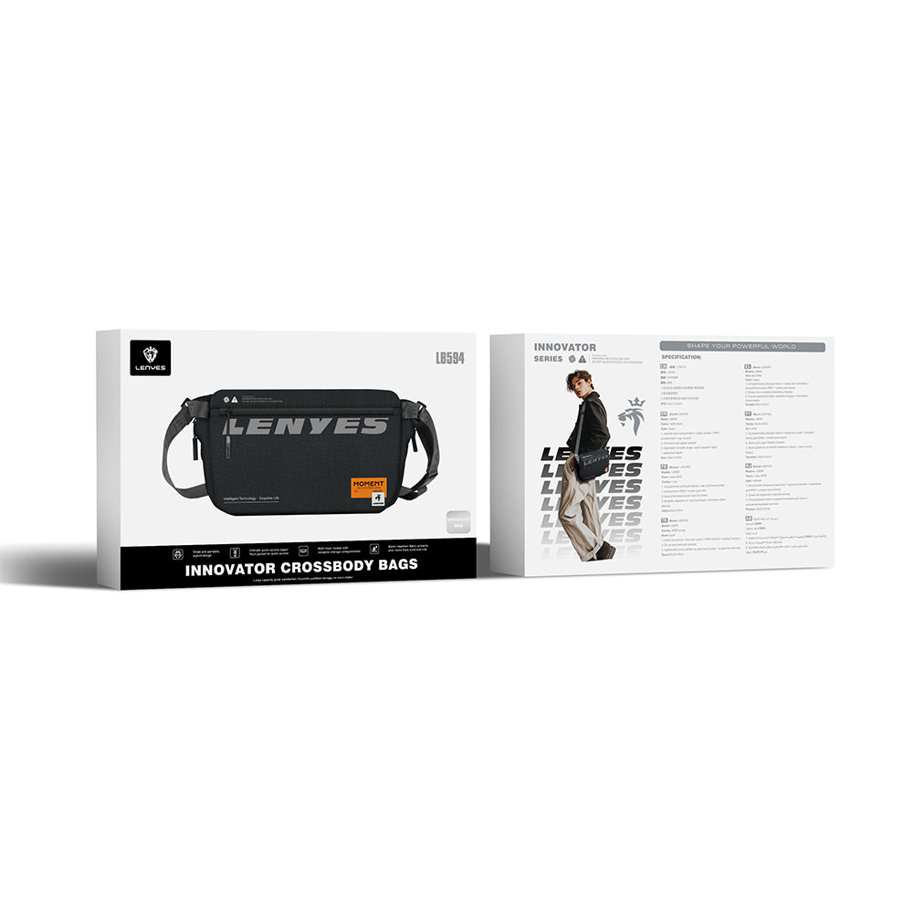 Lenyes LB594 Innovator Crossbody Serisi Manyetik Tokalı 500D Su Geçirmez Kumaşlı Çapraz Vücut Çantası