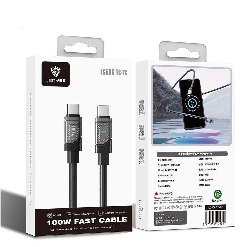 Lenyes LC506 Type-C to Type-C PD 100W Hızlı Şarj Özellikli Data ve Şarj Kablosu 1M