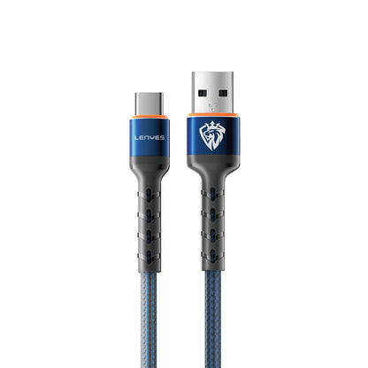 Lenyes LC515 USB-A to Type-C Hızlı Şarj Özellikli Örgülü Data ve Şarj Kablosu 3A 1M