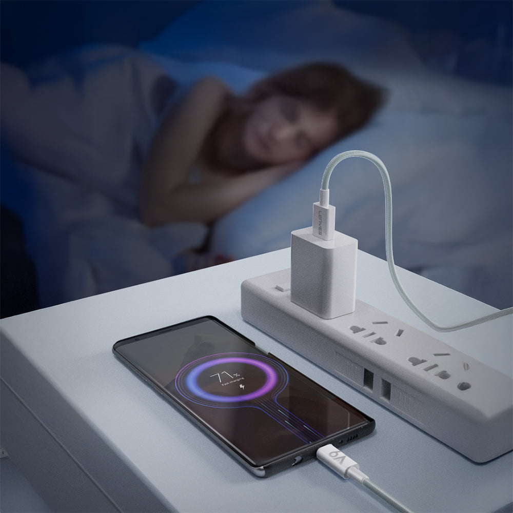 Lenyes LC518 USB-A to Type-C 6A Örgü Tasarımlı Hızlı Şarj Özellikli Data ve Şarj Kablosu 66W 1M