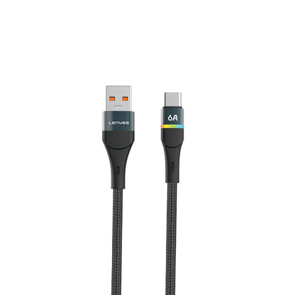 Lenyes LC520 USB-A to Type-C 6A Örgü Tasarımlı Hızlı Şarj Özellikli Data ve Şarj Kablosu 66W 1M