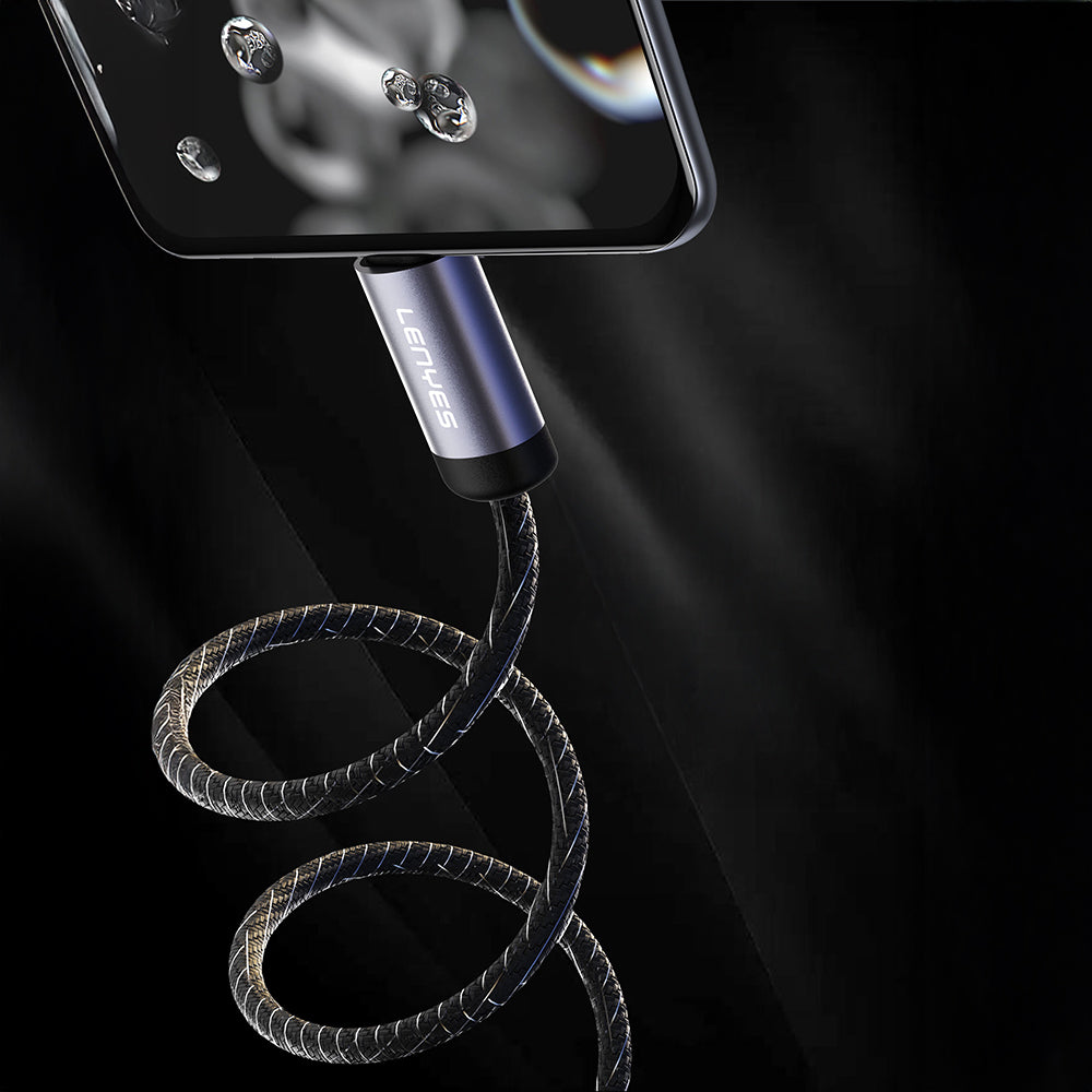 Lenyes LC537 USB-A to Type-C Örgü Tasarımlı Hızlı Şarj Özellikli Data ve Şarj Kablosu 10W 1M