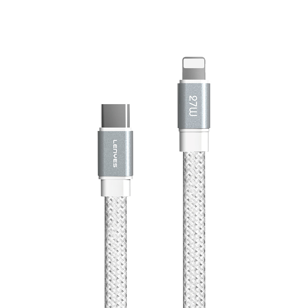Lenyes LC538 Type-C to Lightning Hızlı Şarj Özellikli 48D Aramid Fiber Örgü Tasarımlı Data ve Şarj Kablosu 27W 1M