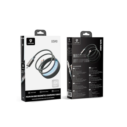 Lenyes LC543 4in1 Hızlı Şarj Özellikli USB-A - Type-C + Type-C to Lightning Data ve Şarj Kablosu 240W 1M