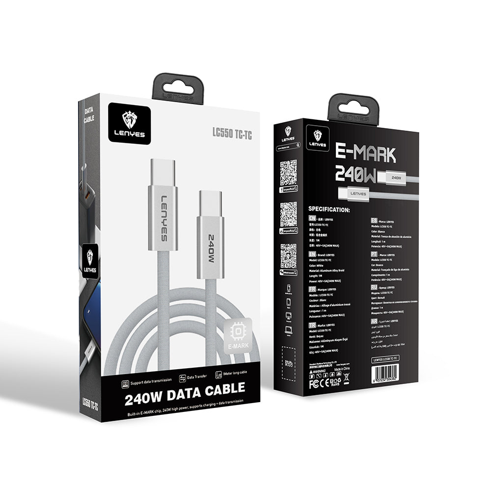 Lenyes LC550 Type-C to Type-C Hızlı Şarj Özellikli Data ve Şarj Kablosu 240W 1M
