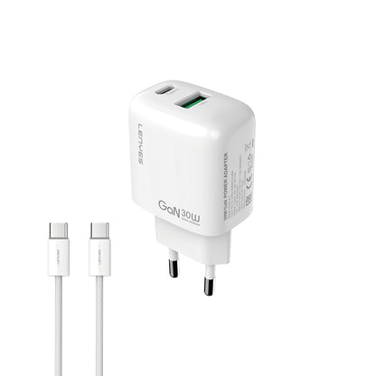 Lenyes LCH93-TC-TC Type-C to Type-C GaN Teknolojili PD ve USB Hızlı Şarj Özellikli Şarj Seti 30W
