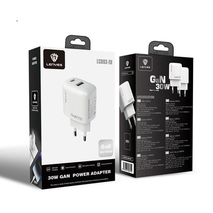 Lenyes LCH93 Type-C ve USB GaN Teknolojili PD Hızlı Şarj Özellikli Şarj Başlığı 30W