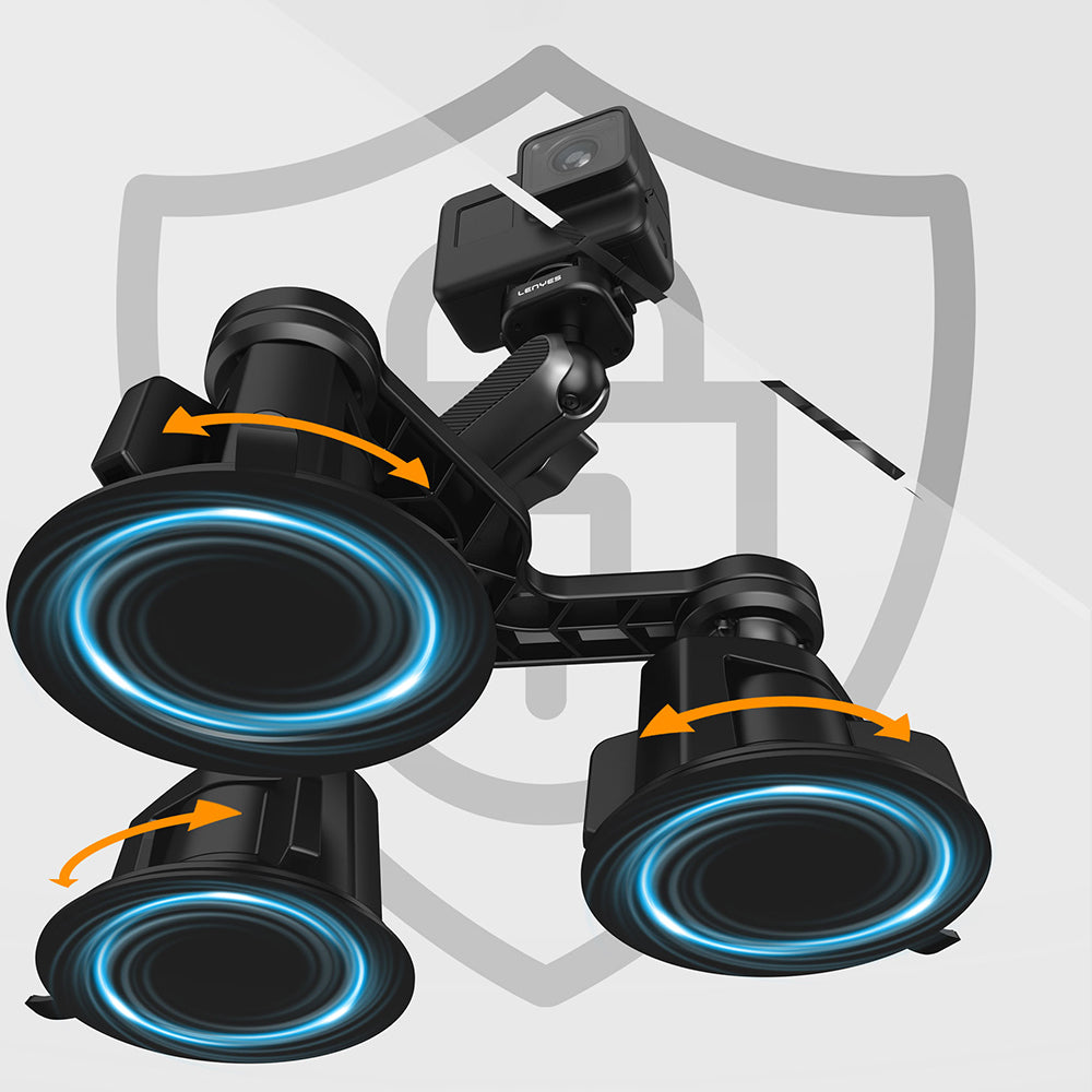 Lenyes LCT101 360° Ayarlanabilir 3 Vantuzlu Aksiyon Kamera Tutucu