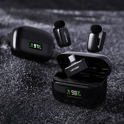 Lenyes LM206 Dijital LED Göstergeli Type-C Portlu Kablosuz Yaka Mikrofonu