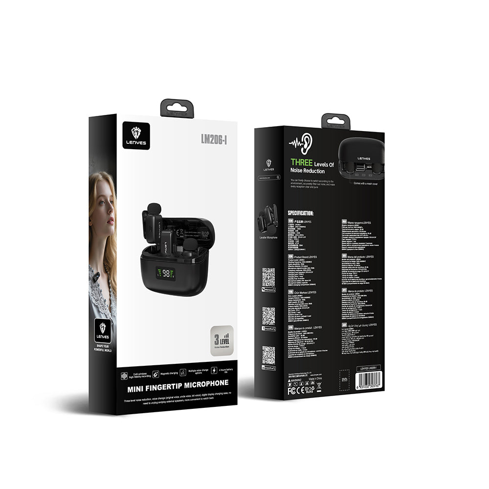 Lenyes LM206 Led Göstergeli Lightning Portlu Kablosuz Yaka Mikrofonu