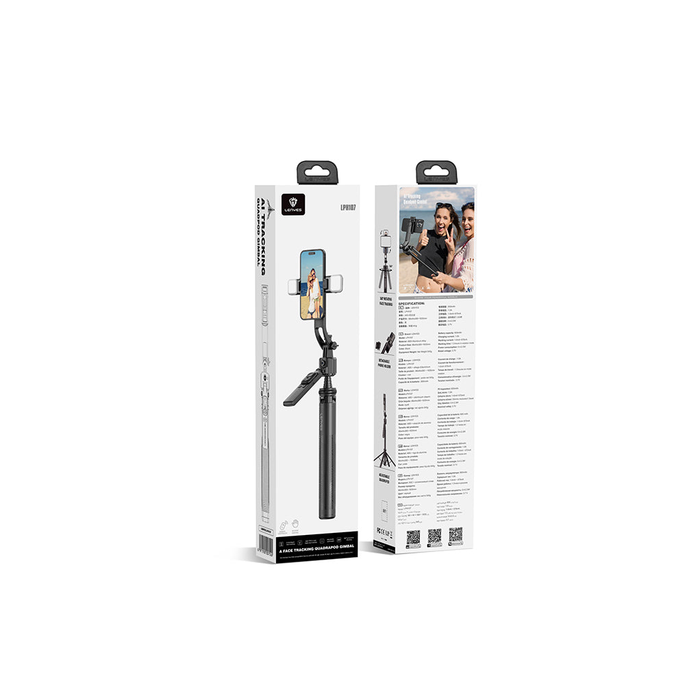 Lenyes LPH107 Canlı Yayın Dolgu Işıklı Kumandalı 360 Derece Dönebilen Selfie Çubuğu ve Tripod