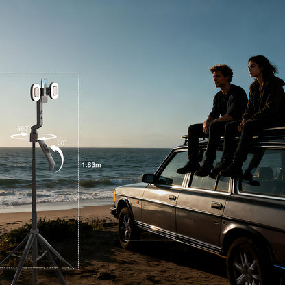 Lenyes LPH119 Yapay Zeka Destekli Dolgu Işıklı Kumandalı 360 Derece Dönebilen Selfie Çubuğu ve Tripod