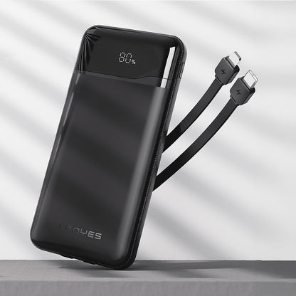 Lenyes PX180D Dijital LED Ekranlı Type-C ve Lightning Kablolu Powerbank 22.5W 10.000mAh