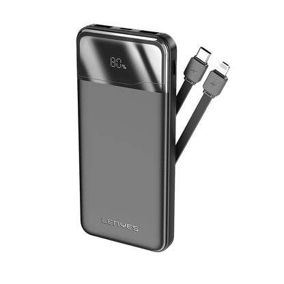 Lenyes PX180D Dijital LED Ekranlı Type-C ve Lightning Kablolu Powerbank 22.5W 10.000mAh