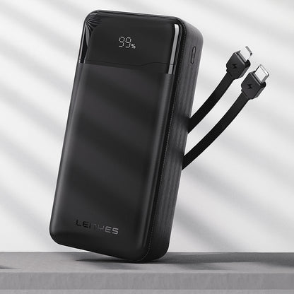 Lenyes PX380D Dijital LED Ekranlı Type-C ve Lightning Kablolu Powerbank 22.5W 30.000mAh