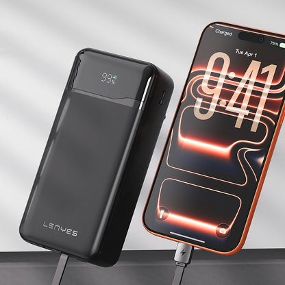 Lenyes PX380D Dijital LED Ekranlı Type-C ve Lightning Kablolu Powerbank 22.5W 30.000mAh