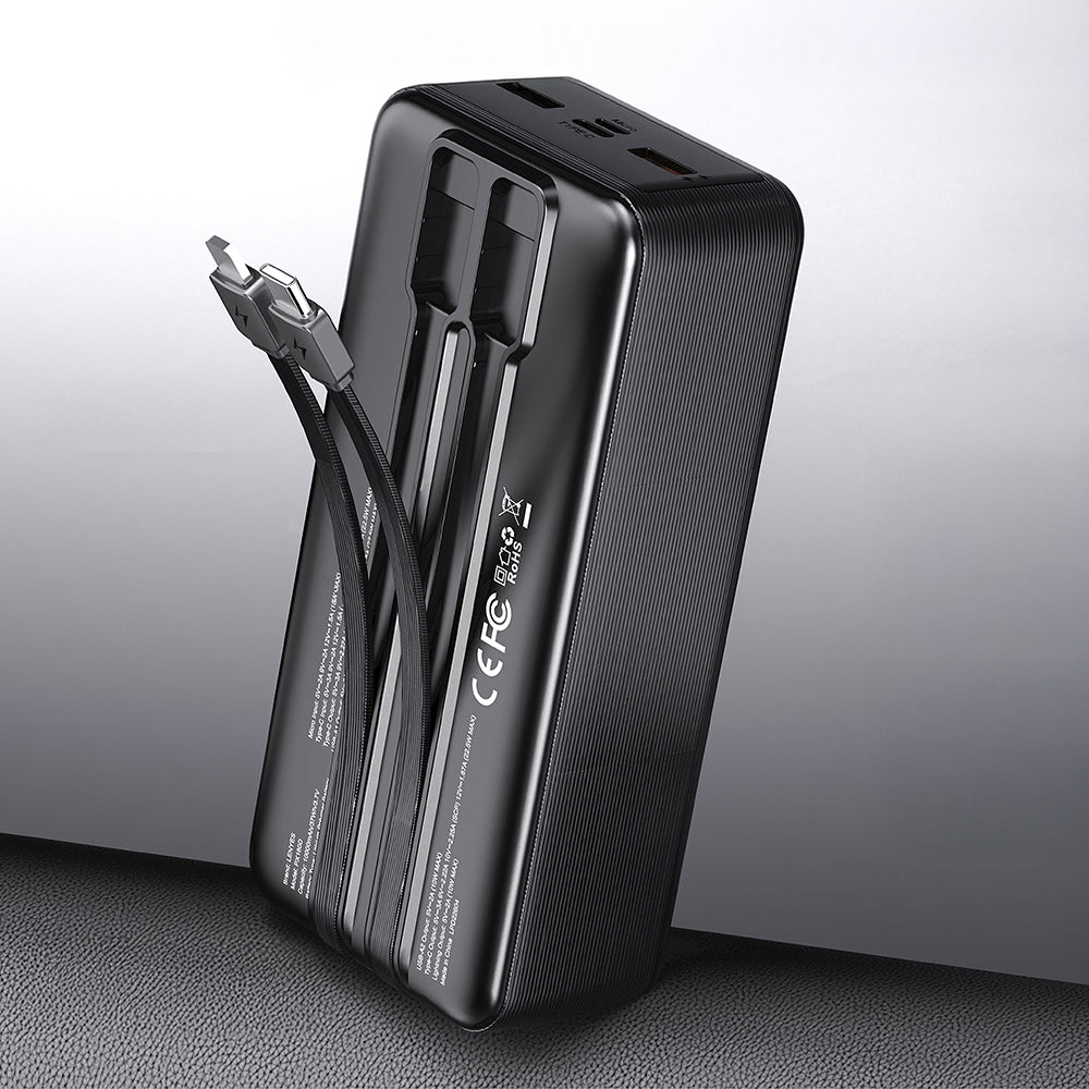 Lenyes PX380D Dijital LED Ekranlı Type-C ve Lightning Kablolu Powerbank 22.5W 30.000mAh