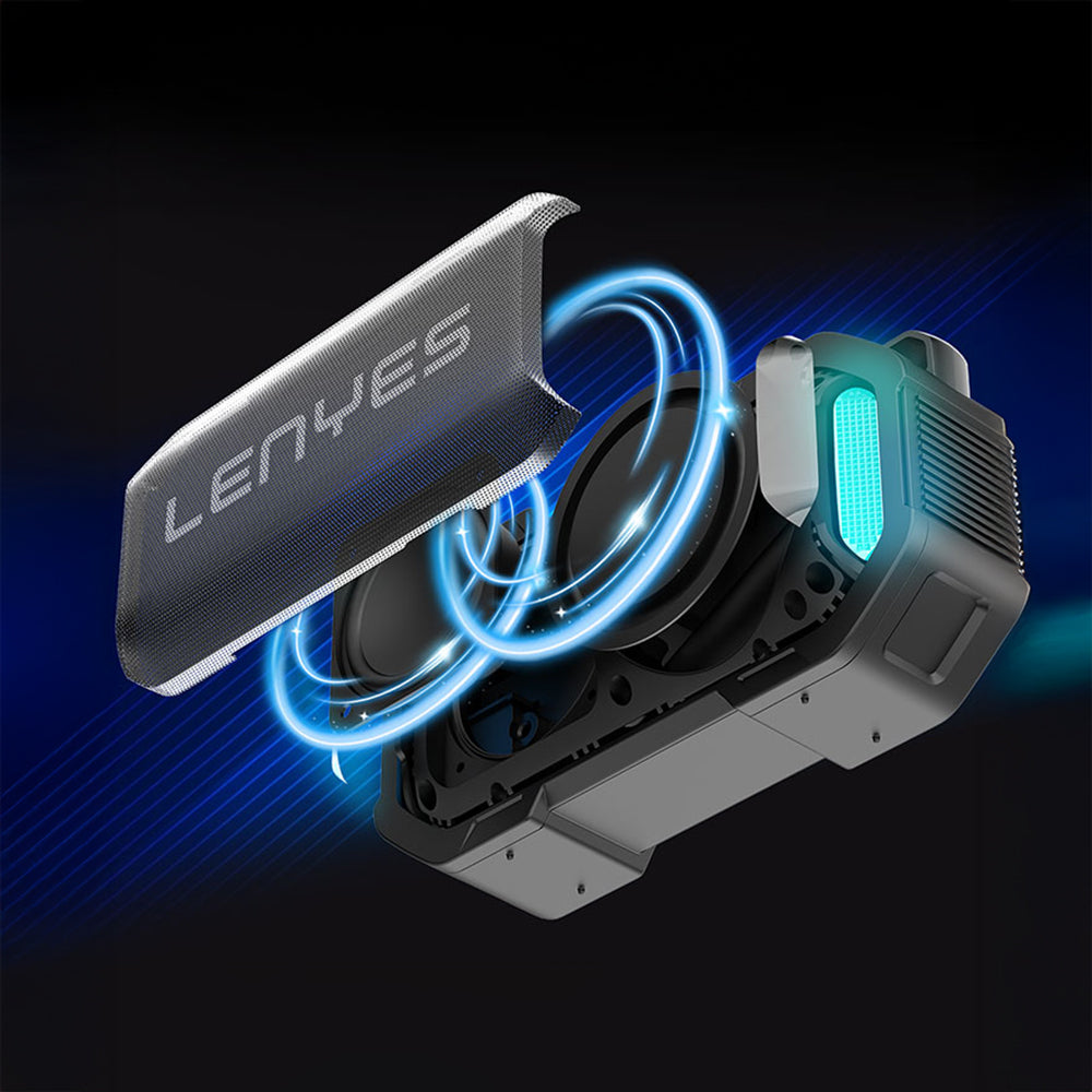 Lenyes S233 Ritme Duyarlı RGB Işıklı Taşınabilir Su Geçirmez TWS Bluetooth Hoparlör