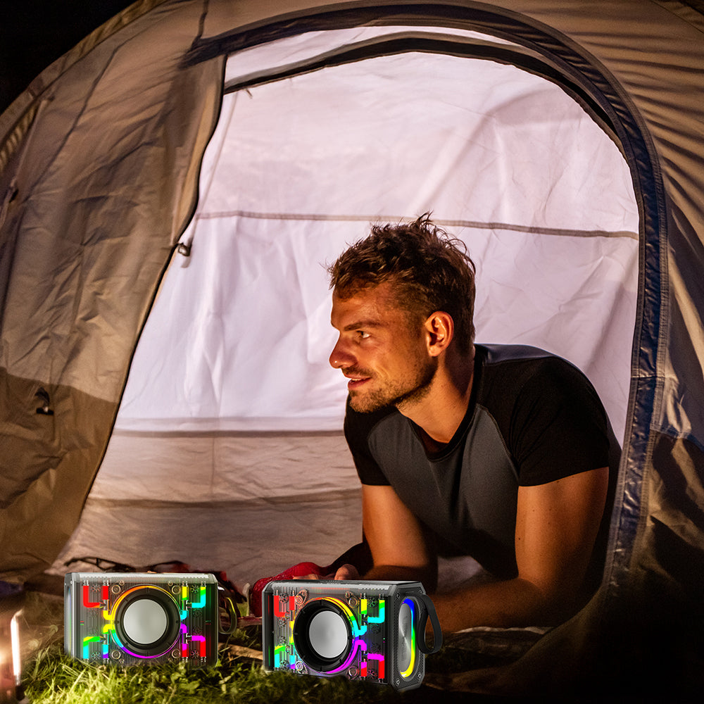 Lenyes S843 RGB Led Işıklı Taşınabilir TWS Bluetooth Hoparlör v5.3 20W