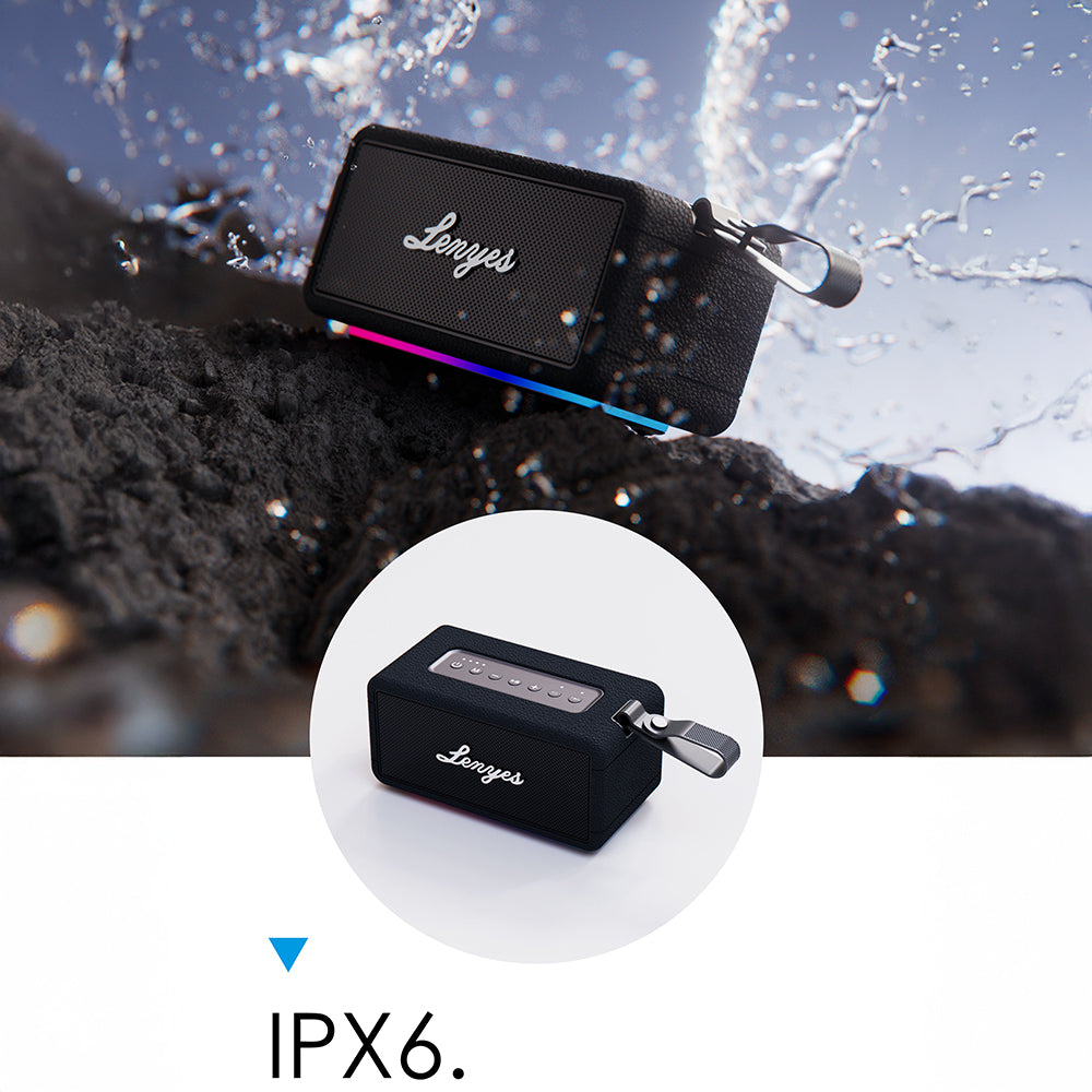 Lenyes S875 Elegance Serisi RGB Işıklı Taşınabilir Su Geçirmez TWS Bluetooth Hoparlör v5.3 40W