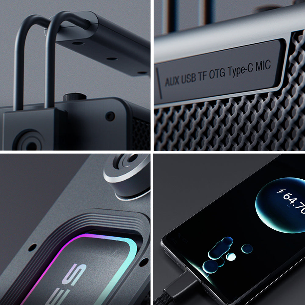 Lenyes Titan 2 Serisi RGB Işıklı Çİft Mikrofonlu Taşınabilir TWS Bluetooth Speaker Hoparlör v5.3 5000mAh