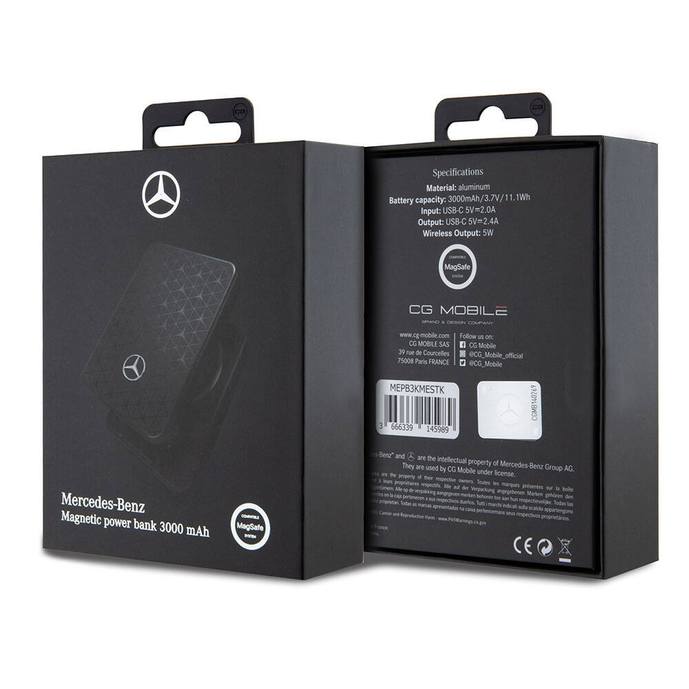 Mercedes Benz Led Işıklı Göstergeli M-safe Magnetik Orijinal Lisanslı Powerbank 3000 Mah