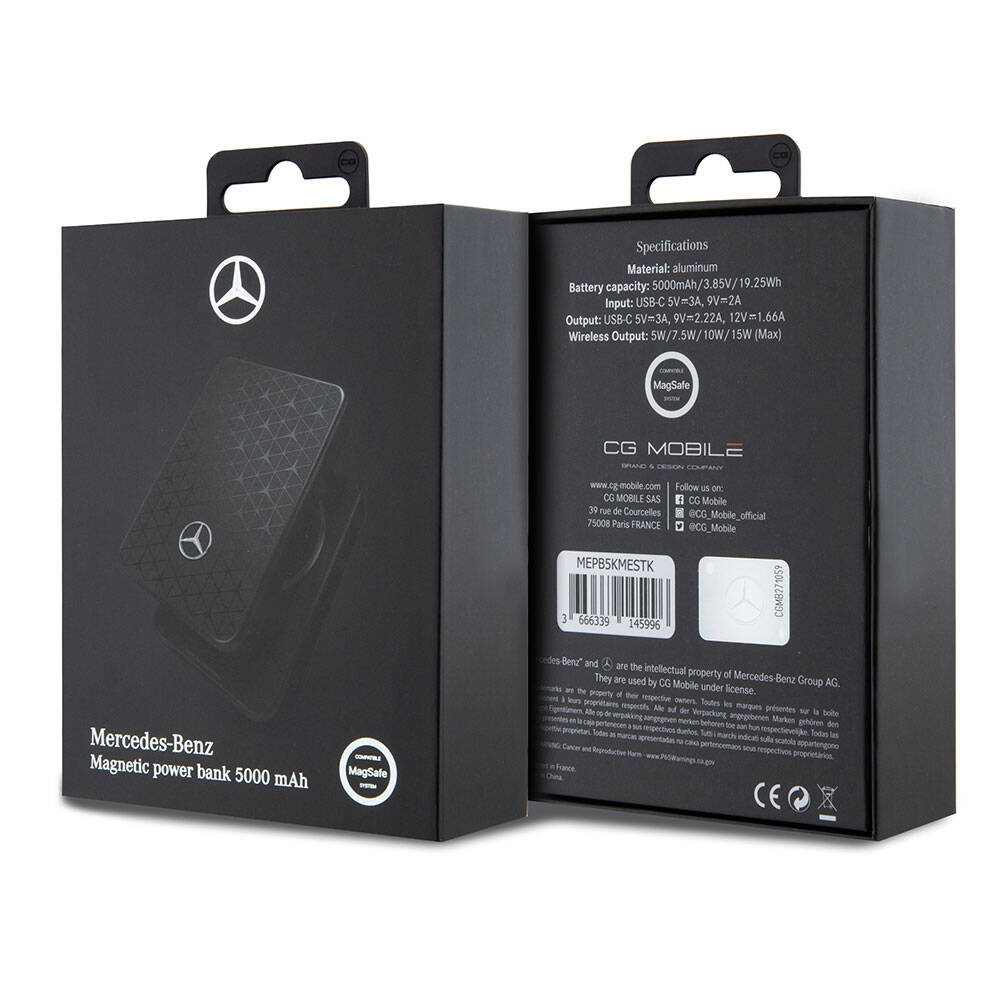 Mercedes Benz Led Işıklı Göstergeli M-safe Magnetik orijinal Lisanslı Powerbank 5000 Mah