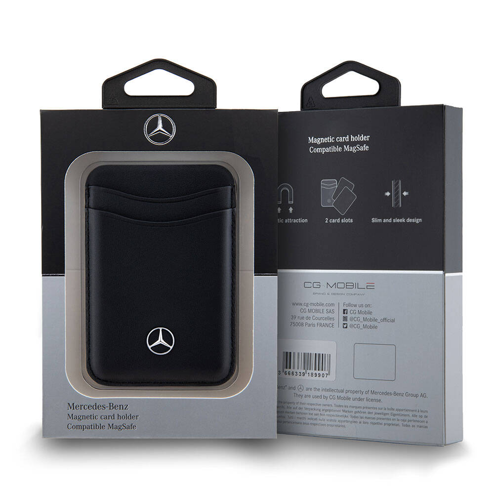 Mercedes Benz orijinal Lisanslı 2 Hazneli Metal Logolu Deri Magnetik Kartlık
