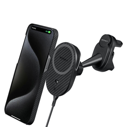 Pitaka MagEZ Pro 2 M-safe Şarj Özellikli Qi2 Tesla Model Y ve Model 3 Uyumlu Aramid Fiber Araç Telefon Tutucu