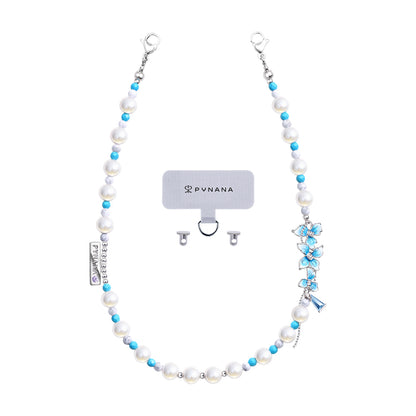 Pynana BlueFlower Serisi İnci Taşlı Telefon Bilek Askı İpi