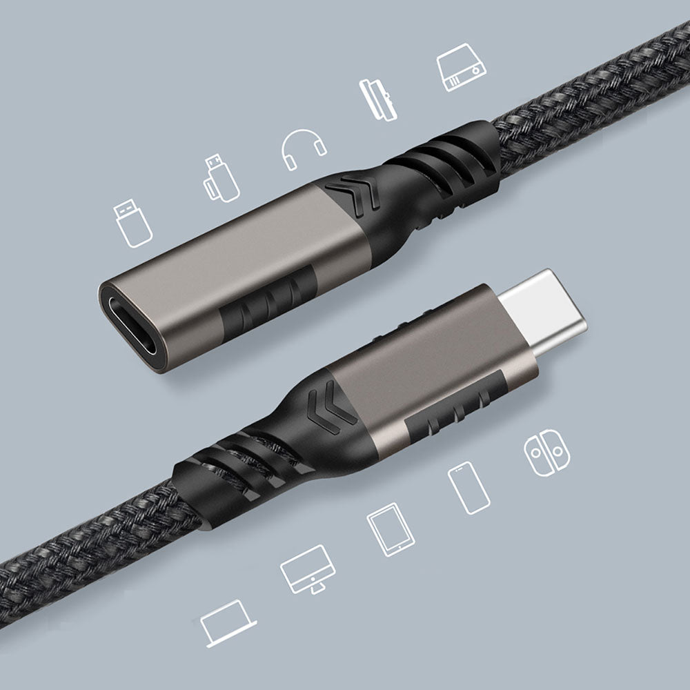 Qgeem Extension USB3.2 Type-C PD Uzatma Kablosu 100W 20Gbps 4K@60Hz 0.5 Metre