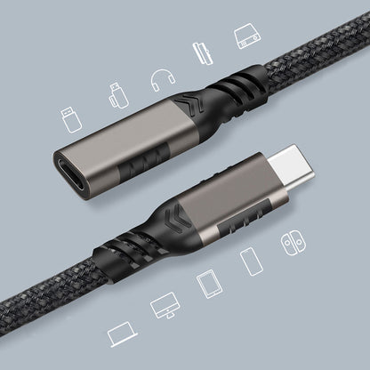 Qgeem Extension USB3.2 Type-C PD Uzatma Kablosu 100W 20Gbps 4K@60Hz 2 Metre