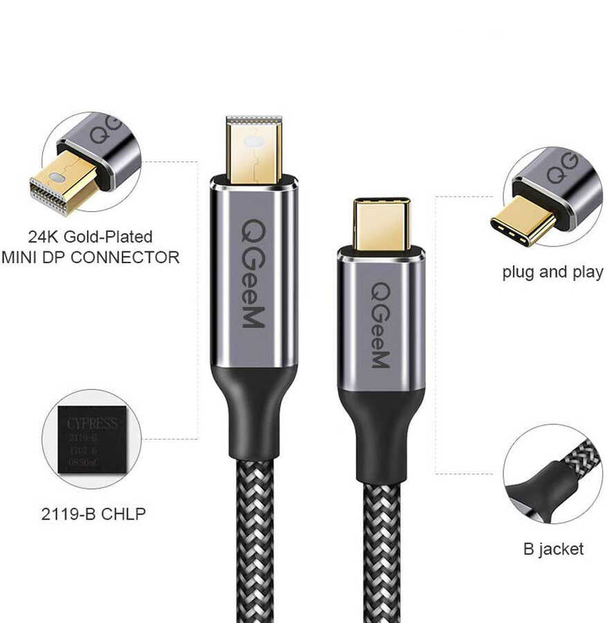 Qgeem QG-UA14 Type-C To Mini Display Port Kablo