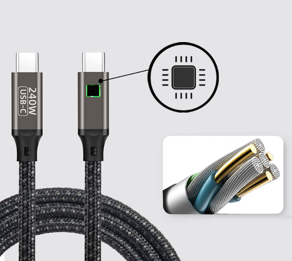 Qgeem QG02 Type-C to Type-C PD3.1 Data Kablosu 240W 480Mbps 3 Metre