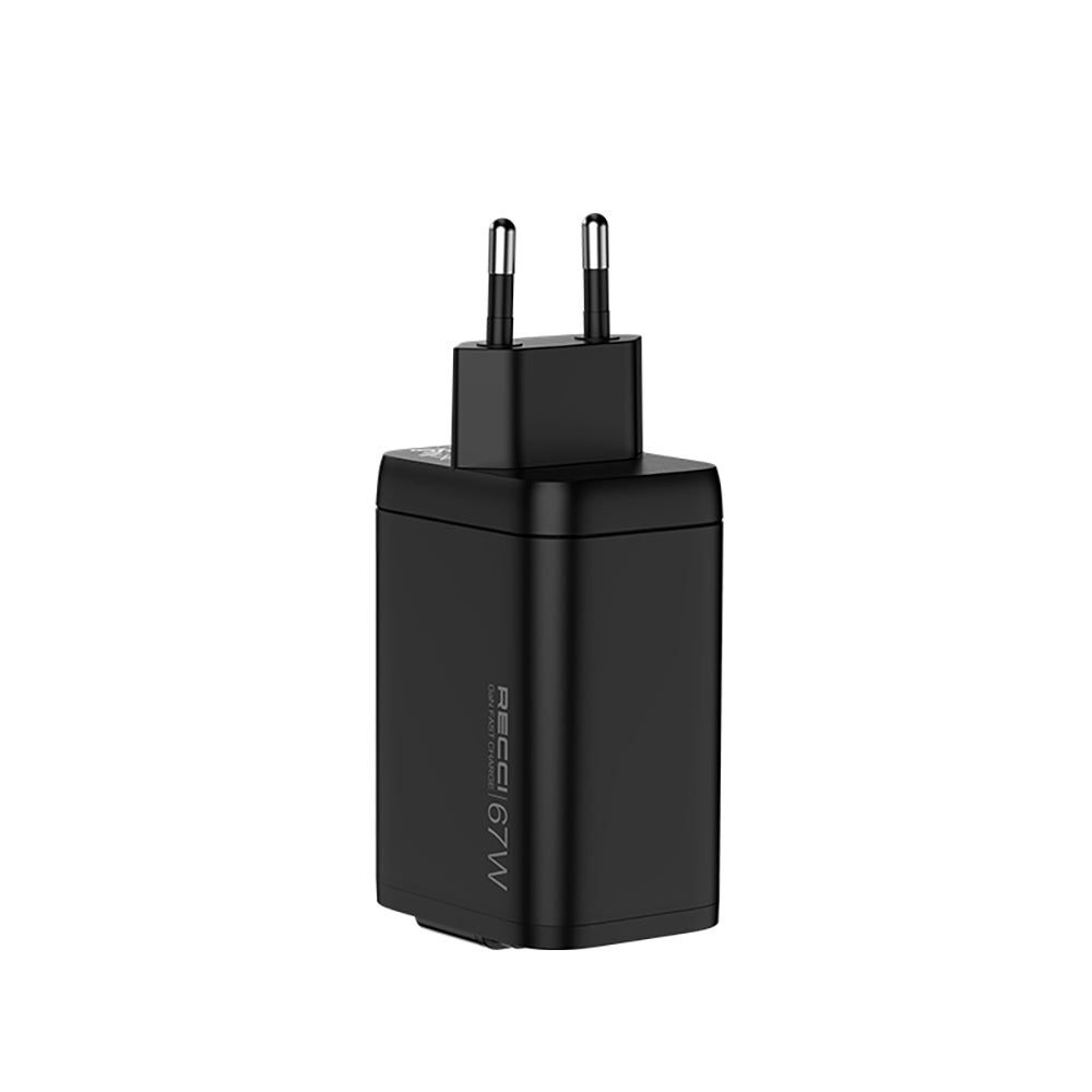 Recci RC103E GaN Teknolojili Hızlı Şarj Başlığı USB-A to Type-C PD 67W Type-C Kablolu Şarj Seti