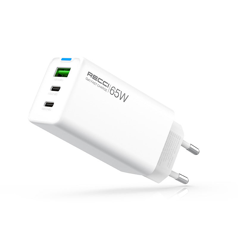Recci RC109E Type-C PD & USB-A GaN Teknolojili Hızlı Şarj Başlığı 65W