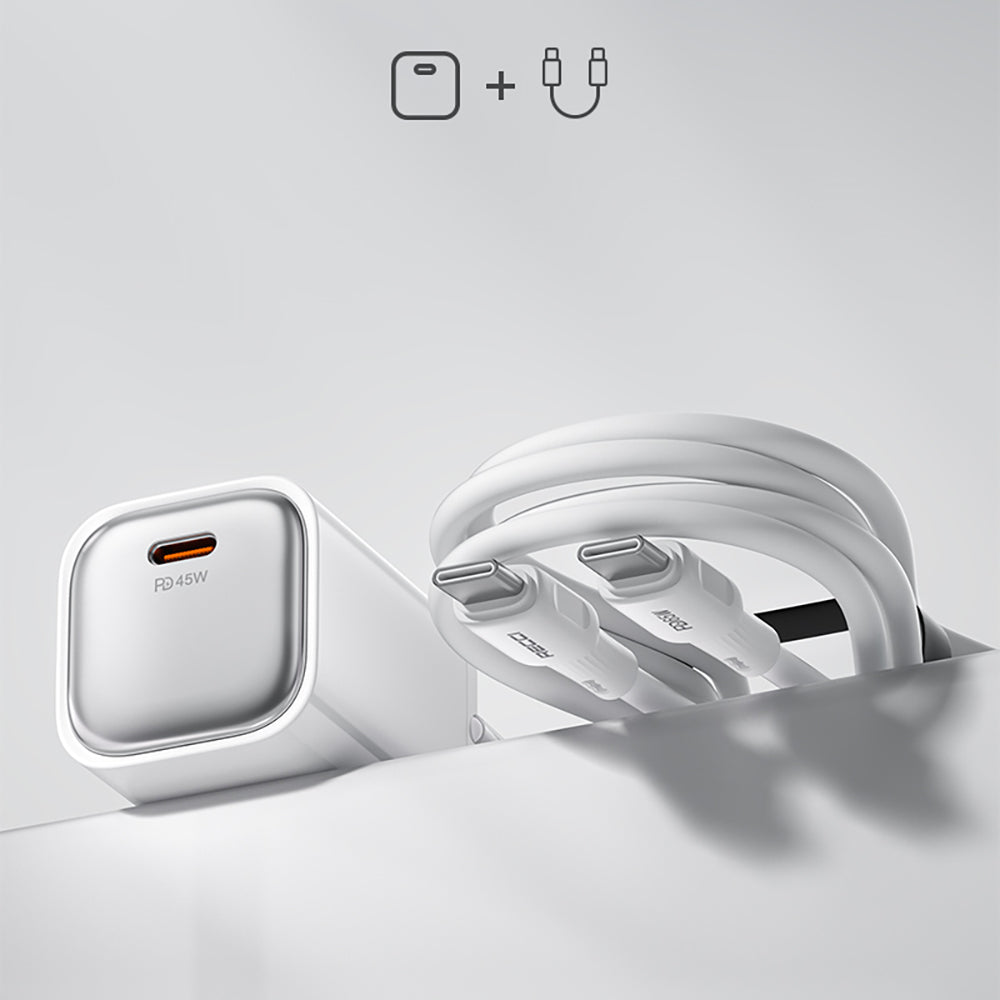 Recci RC132E Type-C PD GaN Teknolojili Mini Hızlı Şarj Seti 45W 1M