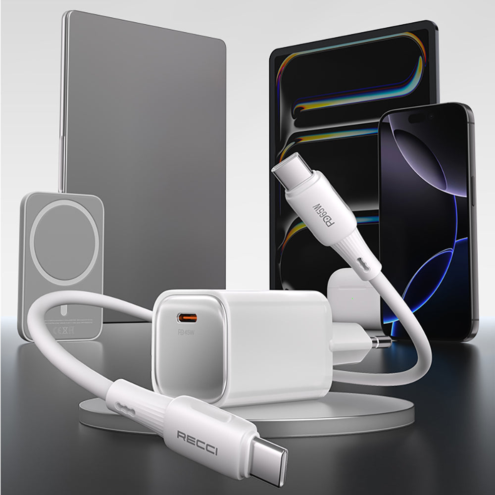Recci RC132E Type-C PD GaN Teknolojili Mini Hızlı Şarj Seti 45W 1M