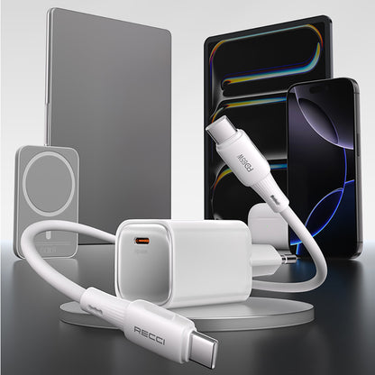 Recci RC132E Type-C PD GaN Teknolojili Mini Hızlı Şarj Seti 45W 1M